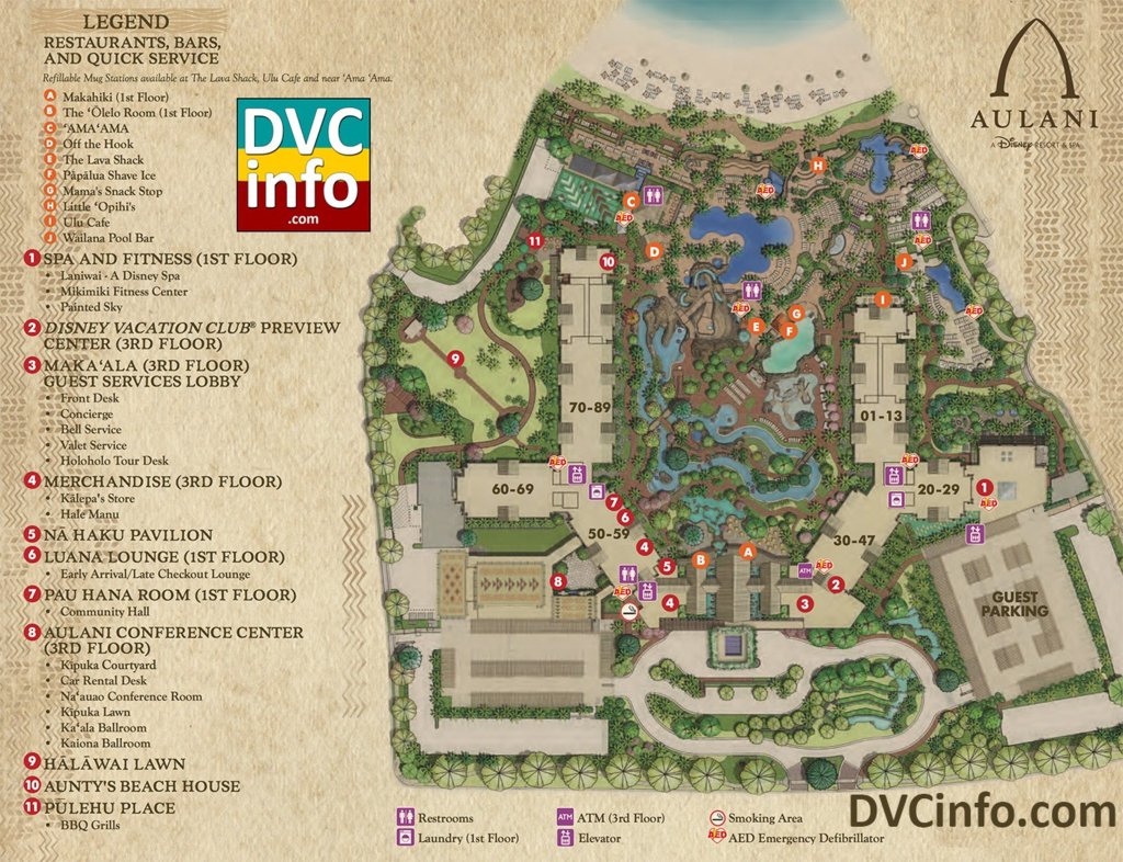 Aulani disney vacation club villas resort map dvcinfo community